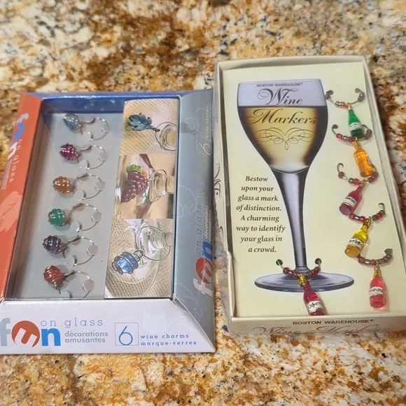 ❤️ 2 for $15 ❤️ NWT - Two Sets of Wine Charms / Markers - Picture 2 of 7